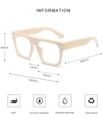 Aviator Unisex Large Square Optical Eyewear Non-prescription Eyeglasses Flat Top Clear Lens Glasses Frames - Cream Yellow - C...
