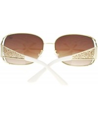 Rectangular Womens Metal Lace Temple Diva Rectangular Diva Fashion Sunglasses - Gold White - C411P94BUCB $7.50