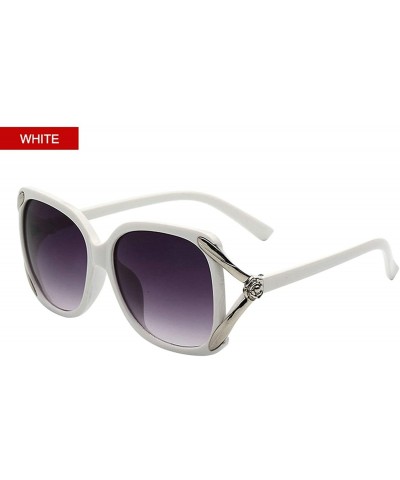 Oversized Vintage V Shape Frame Sunglasses for Women PC Resin UV 400 Protection Sunglasses - White - CH18SARTQGK $16.94