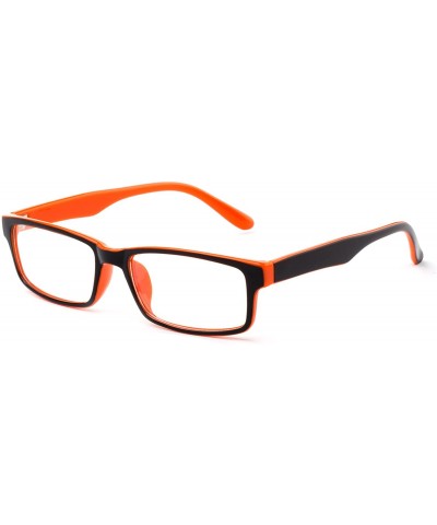 Wayfarer Sensi Simple Squared Light Weight No Logo Fashion Clear Lens Glasses - Black/Tiger Orange - C712CX9ITRX $19.17