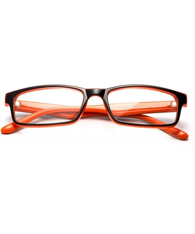 Wayfarer Sensi Simple Squared Light Weight No Logo Fashion Clear Lens Glasses - Black/Tiger Orange - C712CX9ITRX $10.34