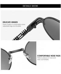 Round Metal Steampunk Sunglasses Men Women Fashion Round Glasses Design Vintage UV400 Eyewear Shades - Jy1902-c1 - CX197A2Q44...