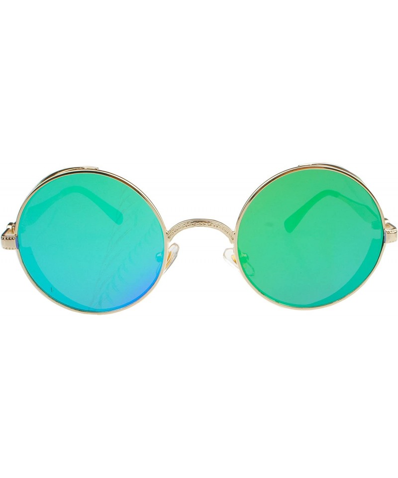 Oversized Hippie Retro Vintage Round Sunglasses for women men Metal Frame Shades Gold - CR127WTV7E1 $9.95