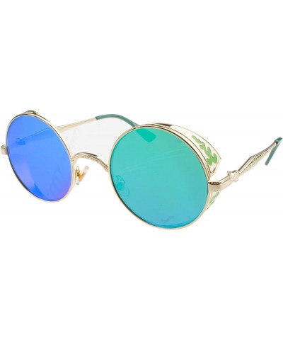 Oversized Hippie Retro Vintage Round Sunglasses for women men Metal Frame Shades Gold - CR127WTV7E1 $9.95