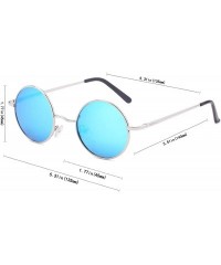 Oval John Lennon Vintage Round Polarized Hippie Sunglasses Small Circle Sun Glasses - Blue Lens/Silverframe - CA18KNSNZQD $10.58