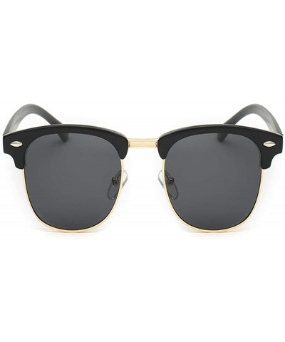 Semi-rimless Rimless Polarized Sunglasses sunglasses - Sand Black Frame & Black Gray Lens - CV18R3N2CAX $38.71
