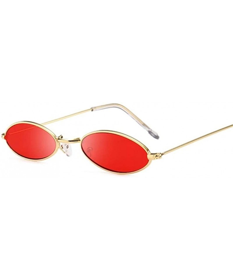 Oval Retro Small Oval Sunglasses Women Female Vintage Hip Hop Balck Glasses Retro Sunglass Lady Eyewear - Goldred - CQ198UYWM...