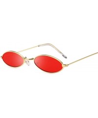 Oval Retro Small Oval Sunglasses Women Female Vintage Hip Hop Balck Glasses Retro Sunglass Lady Eyewear - Goldred - CQ198UYWM...