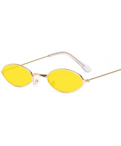 Oval Vintage Small Oval Sunglasses Slim Metal Frame Candy Color Lens Retro Sunglasses - 3 - CG18U0DS626 $20.95