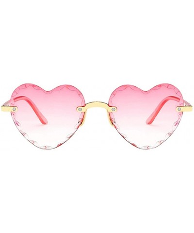 Shield Unisex Fashion Men Women Eyewear Casual Heart Shaped Frameless Sunglasses - D - C3190KXA9WI $18.19