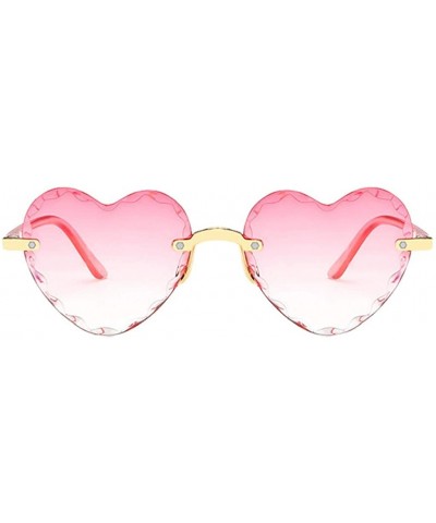 Shield Unisex Fashion Men Women Eyewear Casual Heart Shaped Frameless Sunglasses - D - C3190KXA9WI $11.31
