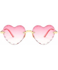 Shield Unisex Fashion Men Women Eyewear Casual Heart Shaped Frameless Sunglasses - D - C3190KXA9WI $11.31