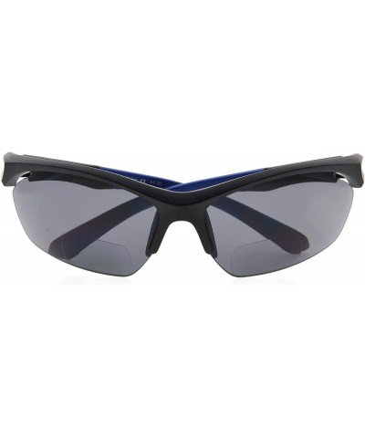 Sport Retro Mens Womens Sports Half-Rimless Bifocal Sunglasses - Black Frame/Blue Arm - CT189X623I3 $11.34