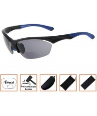 Sport Retro Mens Womens Sports Half-Rimless Bifocal Sunglasses - Black Frame/Blue Arm - CT189X623I3 $11.34