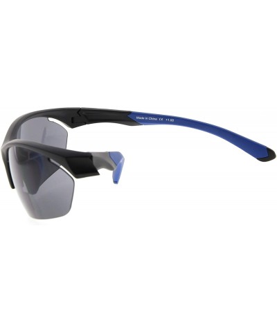 Sport Retro Mens Womens Sports Half-Rimless Bifocal Sunglasses - Black Frame/Blue Arm - CT189X623I3 $11.34