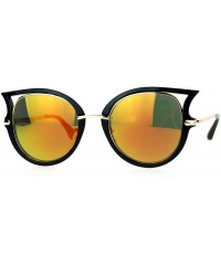 Oval Womens Mirrored Lens Retro Bat Shape Horn Rim Round Oval Sunglasses - Black Orange - CU126EFYMHN $7.35