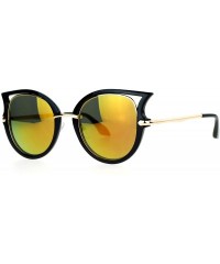 Oval Womens Mirrored Lens Retro Bat Shape Horn Rim Round Oval Sunglasses - Black Orange - CU126EFYMHN $7.35