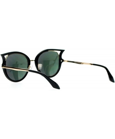 Oval Womens Mirrored Lens Retro Bat Shape Horn Rim Round Oval Sunglasses - Black Orange - CU126EFYMHN $7.35