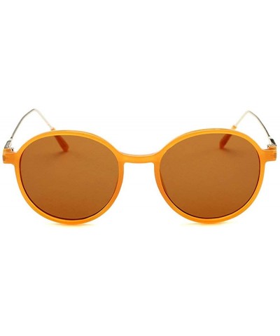 Round Ladies Personality Round Sunglasses Brand Designer Retro Small Frame Oval Men Goggle - Yellow - CR18WW463II $12.75