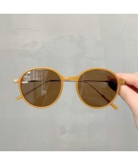 Round Ladies Personality Round Sunglasses Brand Designer Retro Small Frame Oval Men Goggle - Yellow - CR18WW463II $12.75