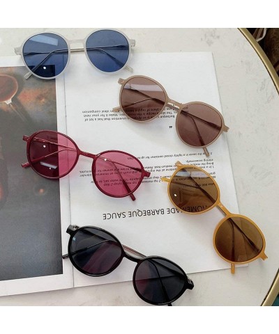 Round Ladies Personality Round Sunglasses Brand Designer Retro Small Frame Oval Men Goggle - Yellow - CR18WW463II $24.55