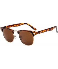Goggle Half Metal Sunglasses Men Women Eyeglasses Mirror SunGlass Fashion Gafas De Sol Leopard Driving Sun Glasses - CA197Y75...
