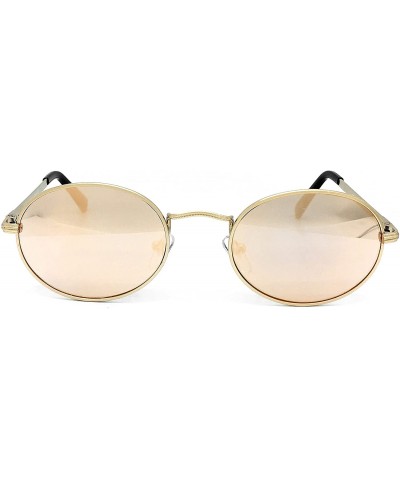 Sport 533 Premium Women Man Brand Designer Round Oval Style Mirrored Fashion Aviator Sunglasses - Rose Gold - CP18GZW6OQA $14.09