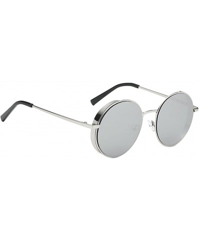 Round New Vintage Polarized Steampunk Sunglasses Fashion Round Mirrored Retro Eyewear - Style 1-white - CN1946SS8ET $13.12