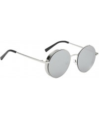 Round New Vintage Polarized Steampunk Sunglasses Fashion Round Mirrored Retro Eyewear - Style 1-white - CN1946SS8ET $13.12