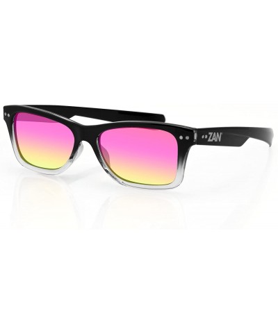 Square Trendster Sunglasses - Black Gradient Frame - Smoked Purple Mirror Lenses - CO11ASEF55J $29.18