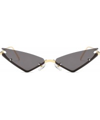 Rimless Small Cateye Sunglasses Futuristic Rimless Mirrored Lens - Black - C4199N4EI8R $16.01