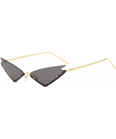 Rimless Small Cateye Sunglasses Futuristic Rimless Mirrored Lens - Black - C4199N4EI8R $16.01