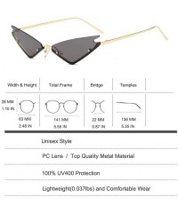 Rimless Small Cateye Sunglasses Futuristic Rimless Mirrored Lens - Black - C4199N4EI8R $16.01