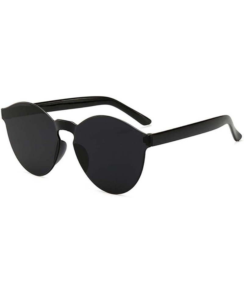 Round Unisex Fashion Candy Colors Round Outdoor Sunglasses - Black - CD199XQCZQ3 $17.79