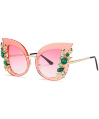 Oval Oversized Sunglasses Eyeglasses Rhinestone - B - CD19537DIZZ $12.68