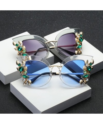 Oval Oversized Sunglasses Eyeglasses Rhinestone - B - CD19537DIZZ $12.68