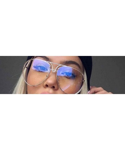 Square Women Retro Sunglasses Punk Sun Glasses Male Glasses Big Round Eyewear Clear Lens Sunglasses - 2 - C018U7DTGSL $13.93