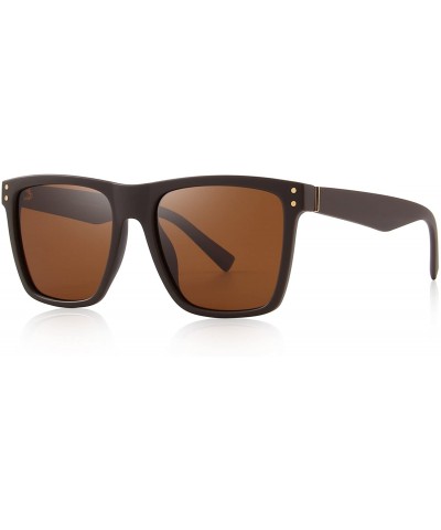 Sport Polarized Sunglasses Men Women Retro Brand Sun Glasses UV 400 - Brown - CJ189UXZDEU $10.84