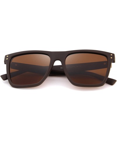 Sport Polarized Sunglasses Men Women Retro Brand Sun Glasses UV 400 - Brown - CJ189UXZDEU $10.84