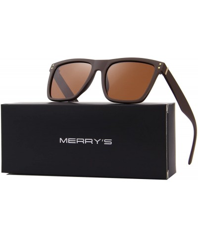 Sport Polarized Sunglasses Men Women Retro Brand Sun Glasses UV 400 - Brown - CJ189UXZDEU $10.84