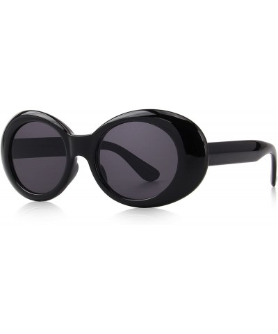 Oval Goggles Oval Mod Retro Vintage Inspired Women Sunglasses Round Lens S6124 - Black - CB187ZUWQ0U $21.60