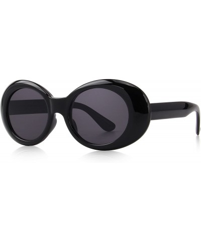 Oval Goggles Oval Mod Retro Vintage Inspired Women Sunglasses Round Lens S6124 - Black - CB187ZUWQ0U $12.84