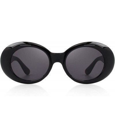 Oval Goggles Oval Mod Retro Vintage Inspired Women Sunglasses Round Lens S6124 - Black - CB187ZUWQ0U $12.84