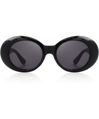 Oval Goggles Oval Mod Retro Vintage Inspired Women Sunglasses Round Lens S6124 - Black - CB187ZUWQ0U $12.84