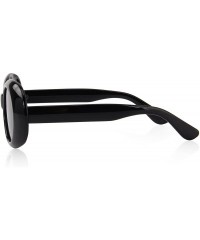 Oval Goggles Oval Mod Retro Vintage Inspired Women Sunglasses Round Lens S6124 - Black - CB187ZUWQ0U $12.84