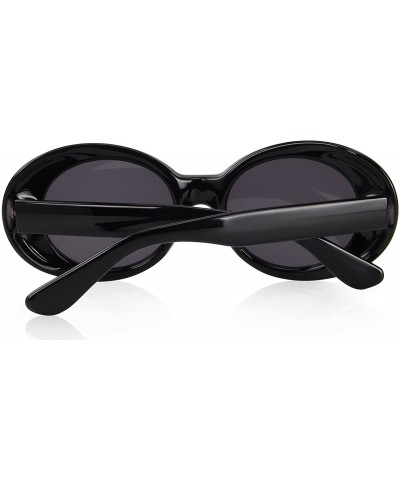 Oval Goggles Oval Mod Retro Vintage Inspired Women Sunglasses Round Lens S6124 - Black - CB187ZUWQ0U $12.84