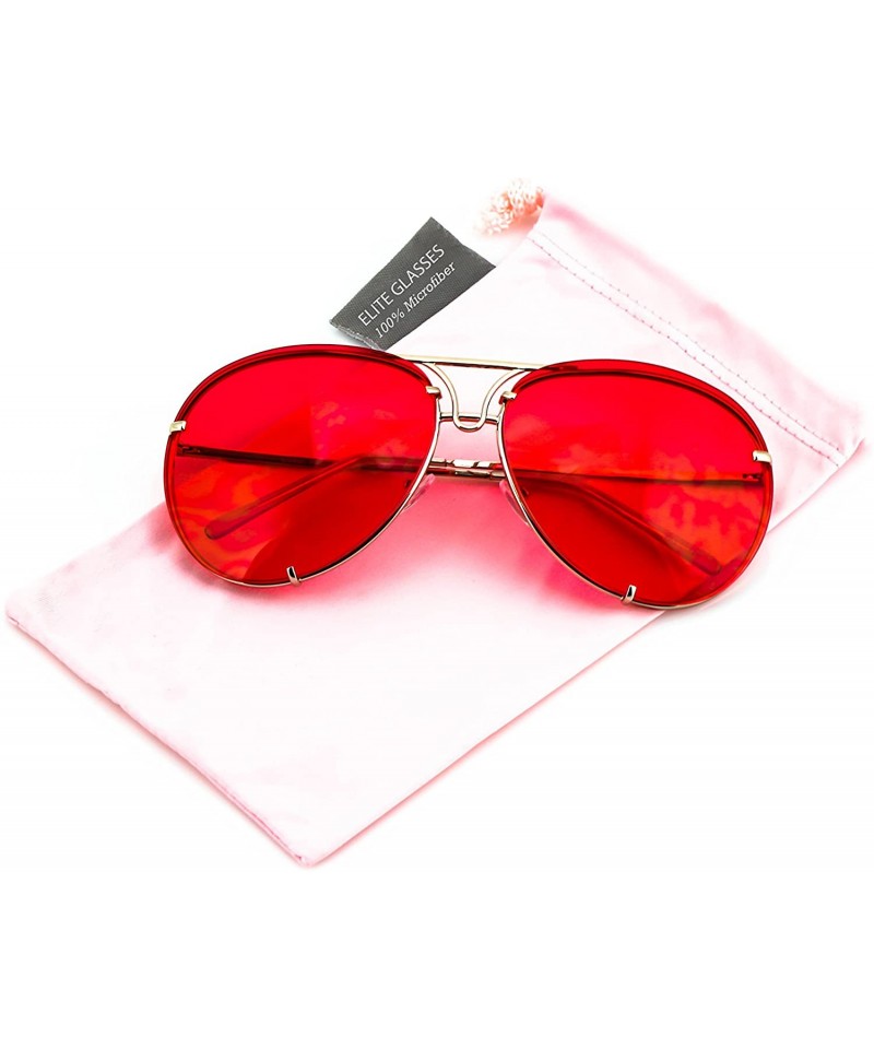 Round Aviator Poshe Oceanic Lens Twirl Metal Design Frames Sunglasses - Red - C412OC2ZKZG $20.38