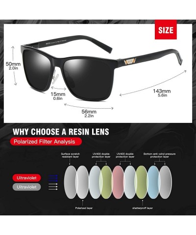 Square Unisex Metal Classic Polarized Sunglasses with UV400 Protection 3029H - Black Frame Gray Lens - C918HXS6Y0K $22.26