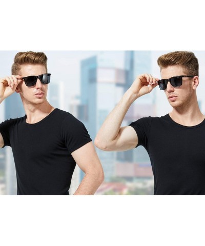 Square Unisex Metal Classic Polarized Sunglasses with UV400 Protection 3029H - Black Frame Gray Lens - C918HXS6Y0K $22.26