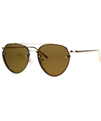 Aviator Womens Sunglasses Triangular Aviators Rims Behind Lens Color Lens UV 400 - Gold (Brown) - CS18642C6CA $14.50